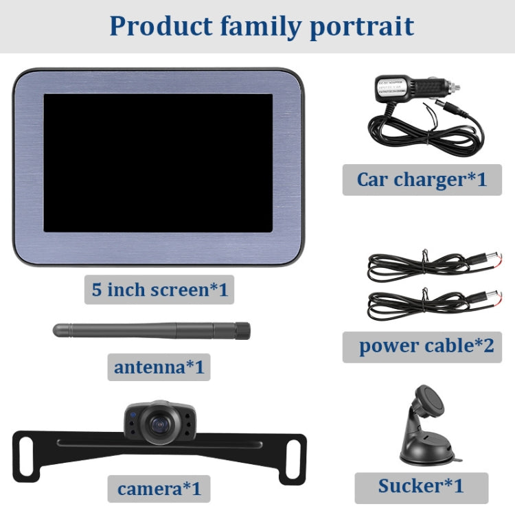 PZ510-W 5 inch Car Wireless Reversing Video Style 1