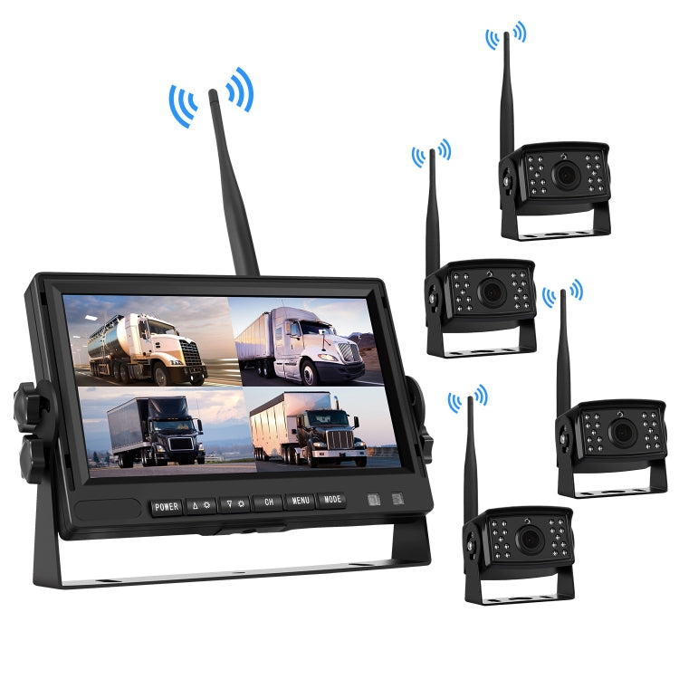 PZ710-W 7 inch Car Digital Wireless Rear-view Split-screen Monitor Four Record