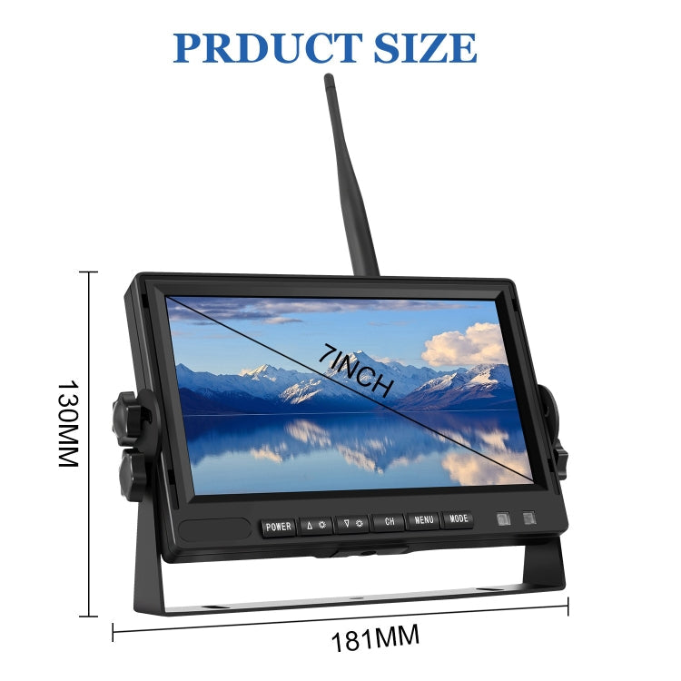 PZ710-W 7 inch Car Digital Wireless Rear-view Split-screen Monitor Four Record