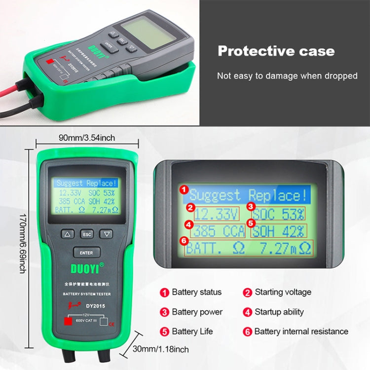 DUOYI DY2015 Car 12V Battery Tester Digital Diagnostic Tools