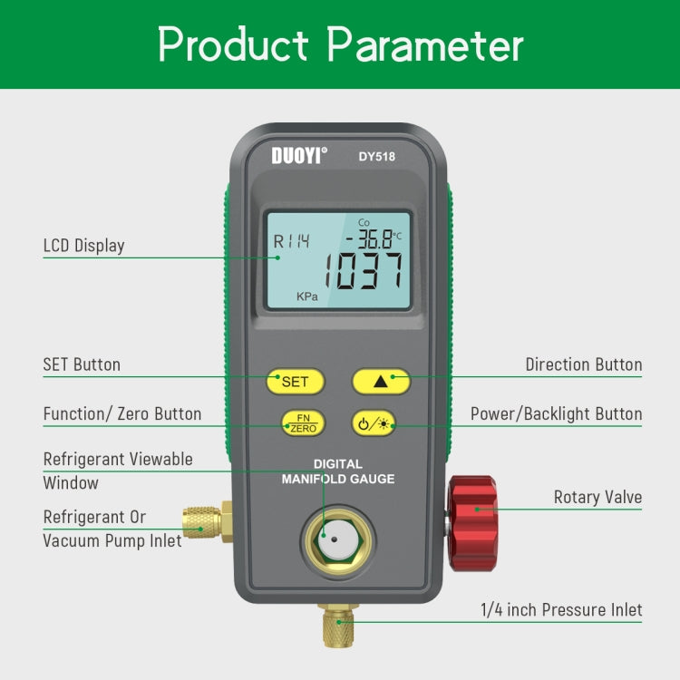 DUOYI DY518 Car Air Conditioning Repair Electronic Refrigerant Meter Air Conditioning Fluoride Meter ÎҵÄÉ̵ê