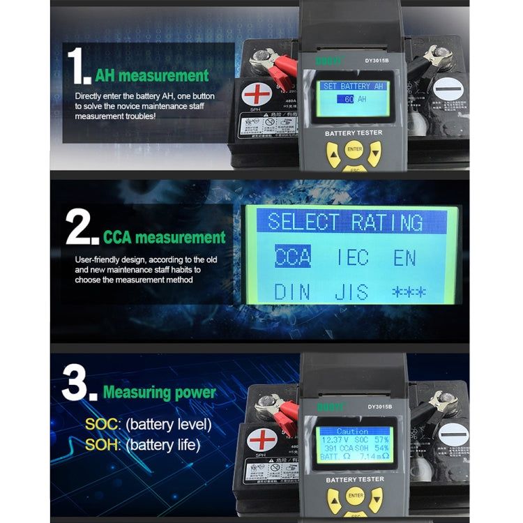 DUOYI DY3015B Car Multi-language 12V Battery Tester