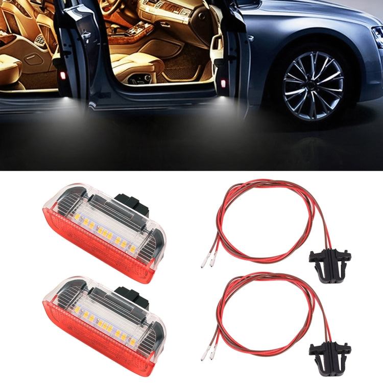 2 PCS Car DC 12V 1.6W Door Lights Lamps 18LEDs SMD-3528 Lamps with Cable for Volkswagen Golf 5 / 6-Reluova