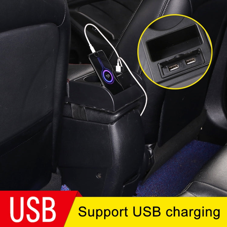 Car Multi-functional Dual USB Armrest Box Booster Pad, Microfiber Leather Straight Type ÎҵÄÉ̵ê