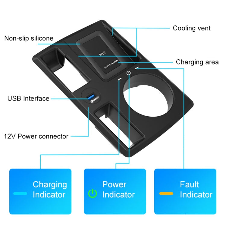 HFC-1054 Car Qi Standard Wireless Charger 15W / 10W Quick Charging for Audi Q3 2019-2022, Left Driving ÎҵÄÉ̵ê