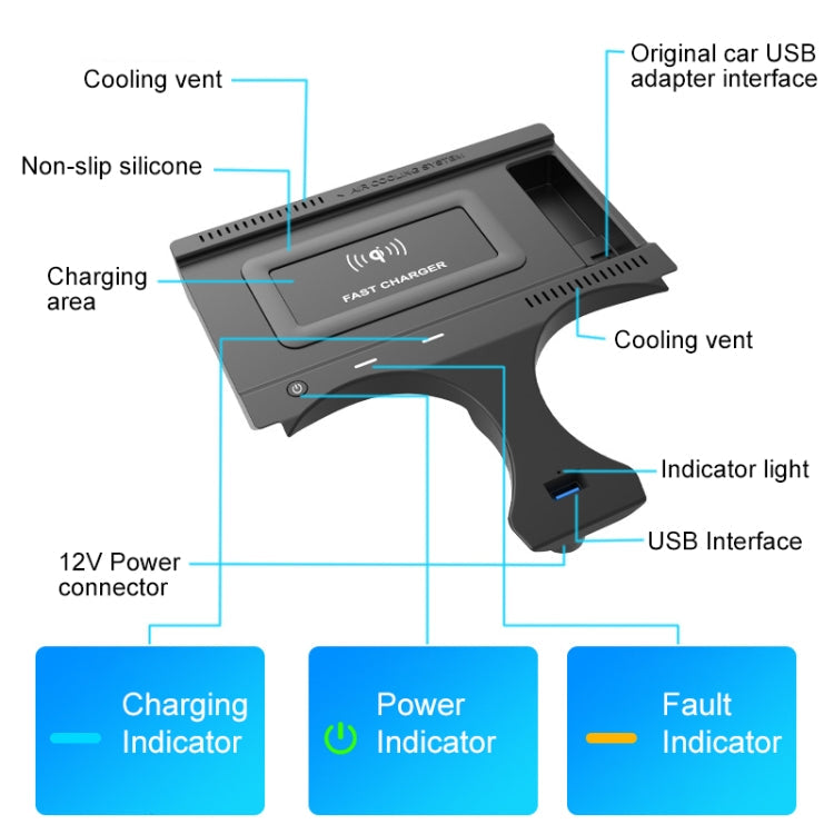 HFC-1015 Car Qi Standard Wireless Charger 10W Quick Charging for BMW X3 2018-2021, Left and Right Driving ÎҵÄÉ̵ê