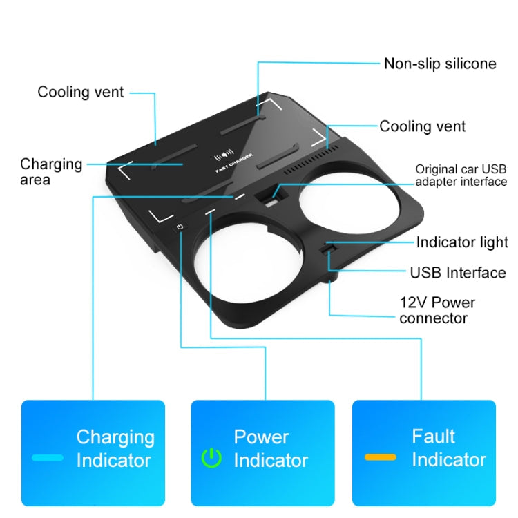 HFC-1018 Car Qi Standard Wireless Charger 10W Quick Charging for BMW X6 2020-2022, Left and Right Driving ÎҵÄÉ̵ê