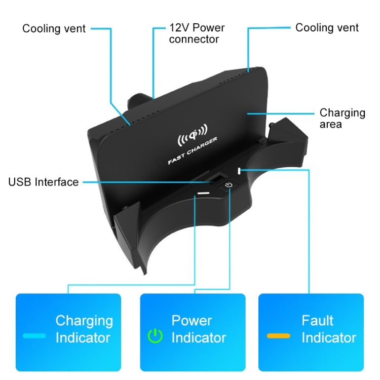 HFC-1012 Car Qi Standard Wireless Charger 10W Quick Charging for BMW X1 2016-2019, Left Driving ÎҵÄÉ̵ê