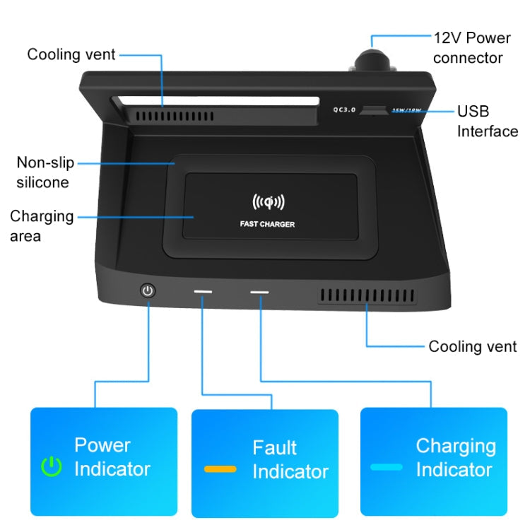 HFC-1030 Car Qi Standard Wireless Charger 10W Quick Charging for Volkswagen Tiguan L 2017-2021, Left Driving ÎҵÄÉ̵ê