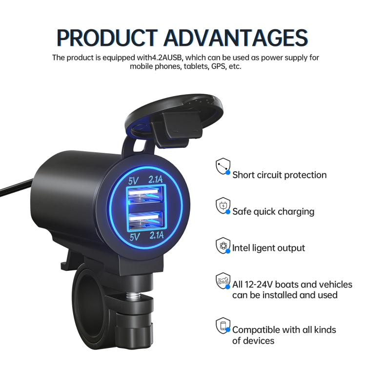 ZH-526I1 Car / Motorcycle 4.2A Dual USB Port Car Charger ÎҵÄÉ̵ê