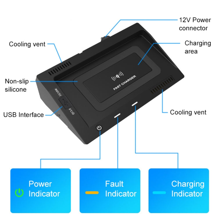 HFC-1031 Car Qi Standard Wireless Charger 10W Quick Charging for Volkswagen Teramont 2018-2020, Left Driving ÎҵÄÉ̵ê