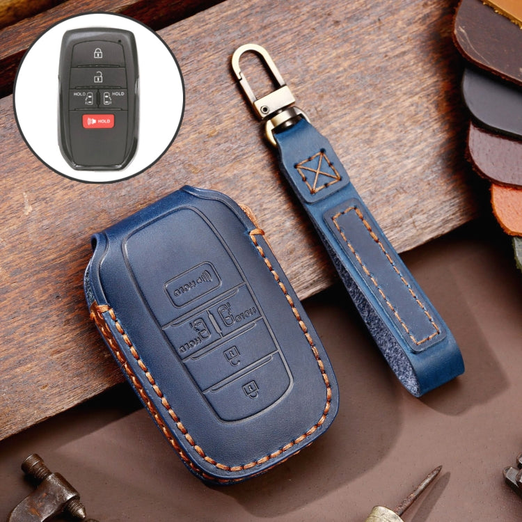 Hallmo Car Genuine Leather Key Protective Cover for Toyota Sienna 5-button