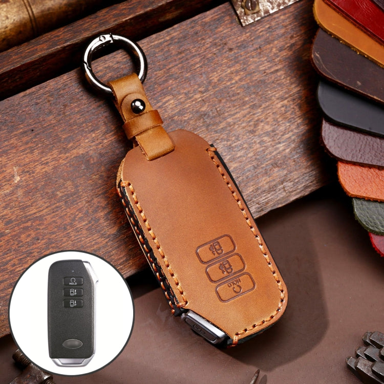 Hallmo Car Cowhide Leather Key Protective Cover for KIA