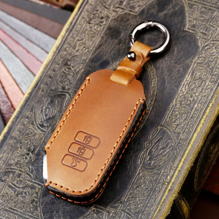 Hallmo Car Cowhide Leather Key Protective Cover for KIA