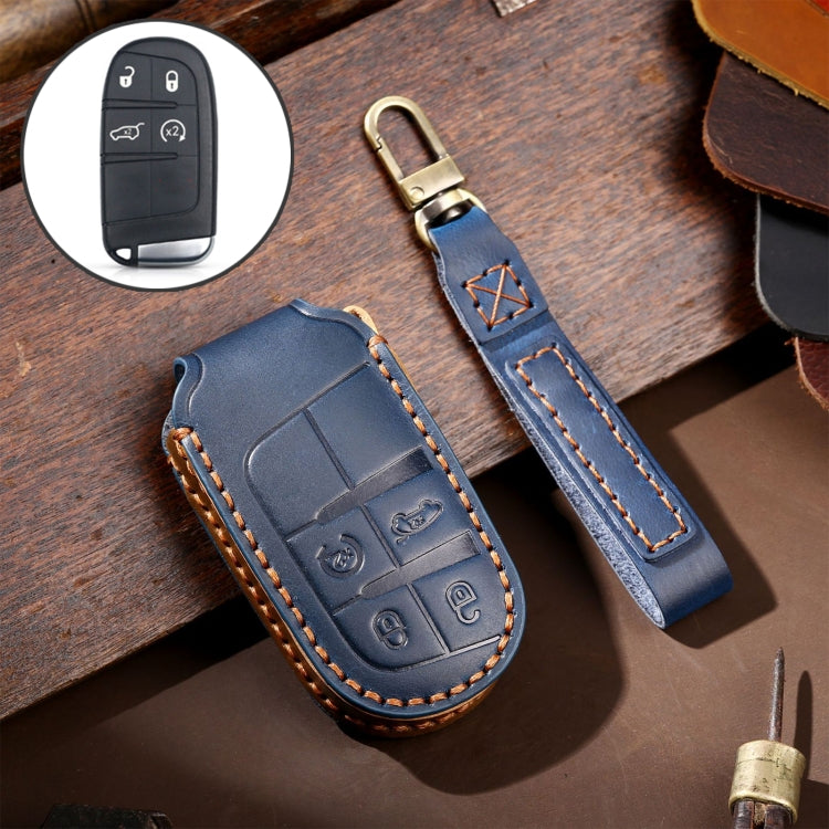 Hallmo Car Genuine Leather Key Protective Cover for Jeep Compass 4-button