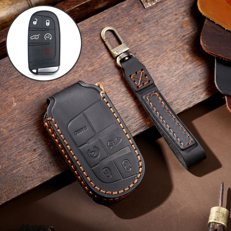 Hallmo Car Genuine Leather Key Protective Cover for Jeep Compass 5-button