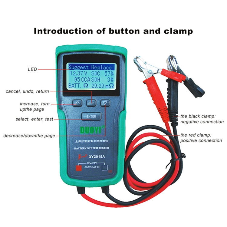 DUOYI DY2015A Car 12V 24V Digital CCA Load Battery Charging Digital Capacity Tester ÎҵÄÉ̵ê