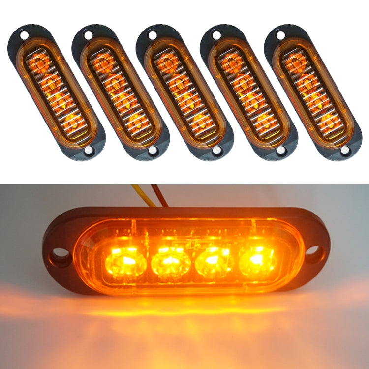 5 PCS MK-087 Car / Truck 4LEDs Side Marker Indicator Lights Bulb Lamp