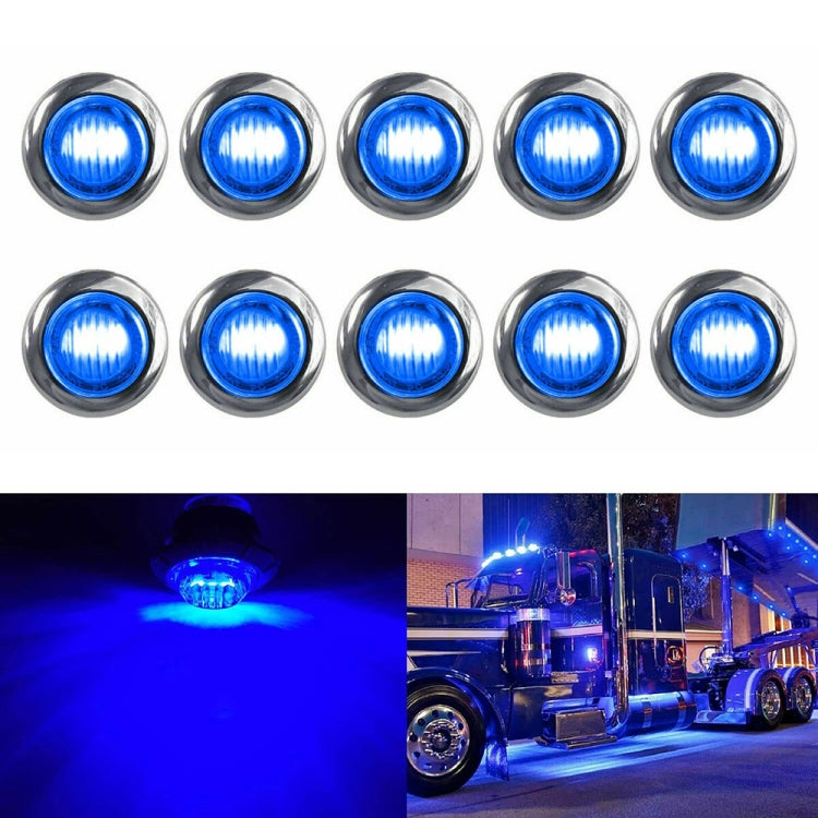 10 PCS MK-118 3/4 inch Metal Frame Car / Truck 3LEDs Side Marker Indicator Lights Bulb Lamp