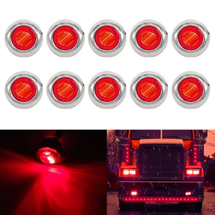 10 PCS MK-118 3/4 inch Metal Frame Car / Truck 3LEDs Side Marker Indicator Lights Bulb Lamp