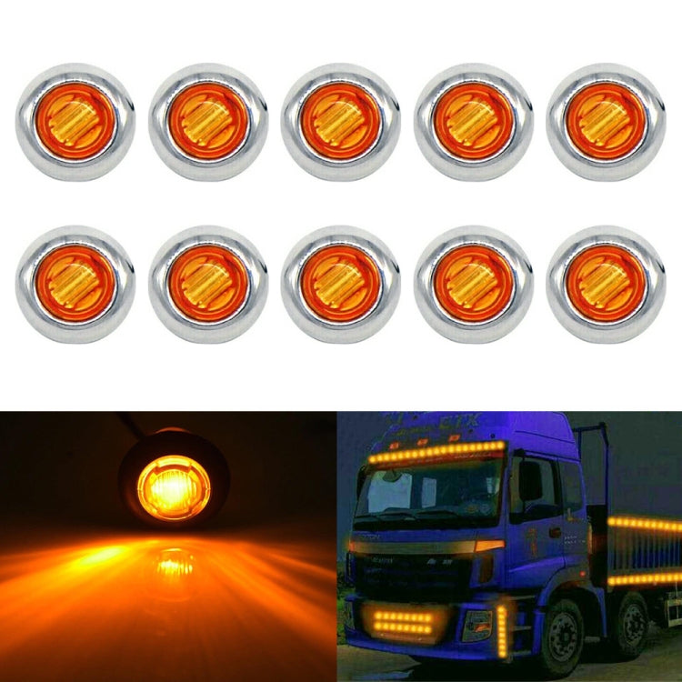 10 PCS MK-118 3/4 inch Metal Frame Car / Truck 3LEDs Side Marker Indicator Lights Bulb Lamp