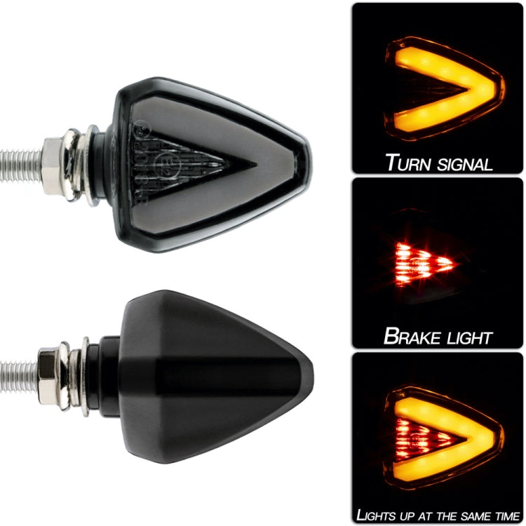 2 PCS KC018A Motorcycle Triangular V-shaped Two-color LED Brake Turn Signal Light