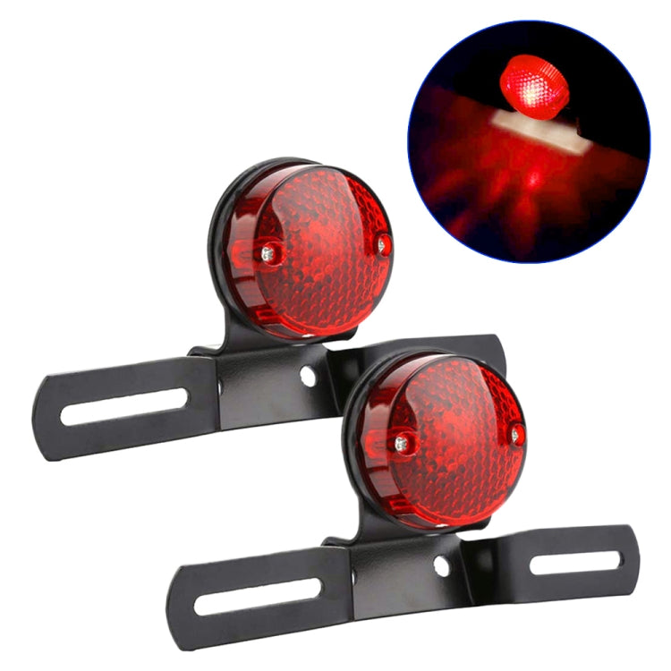 2 PCS Motorcycle Retro Round Brake Light with License Plate Holder-Reluova