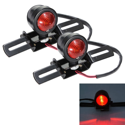 2 PCS KC-WD-FGZXD Motorcycle Retro Round Brake Light with License Plate Holder-Reluova