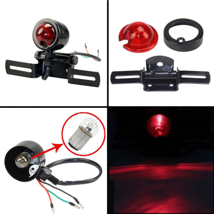 2 PCS KC-WD-FGZXD Motorcycle Retro Round Brake Light with License Plate Holder-Reluova