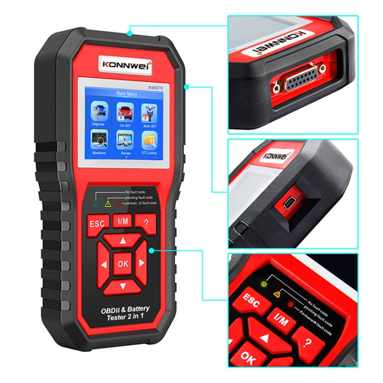 KONNWEI KW870 2 in 1 Car OBD2 Fault Diagnosis + Battery Tester ÎҵÄÉ̵ê