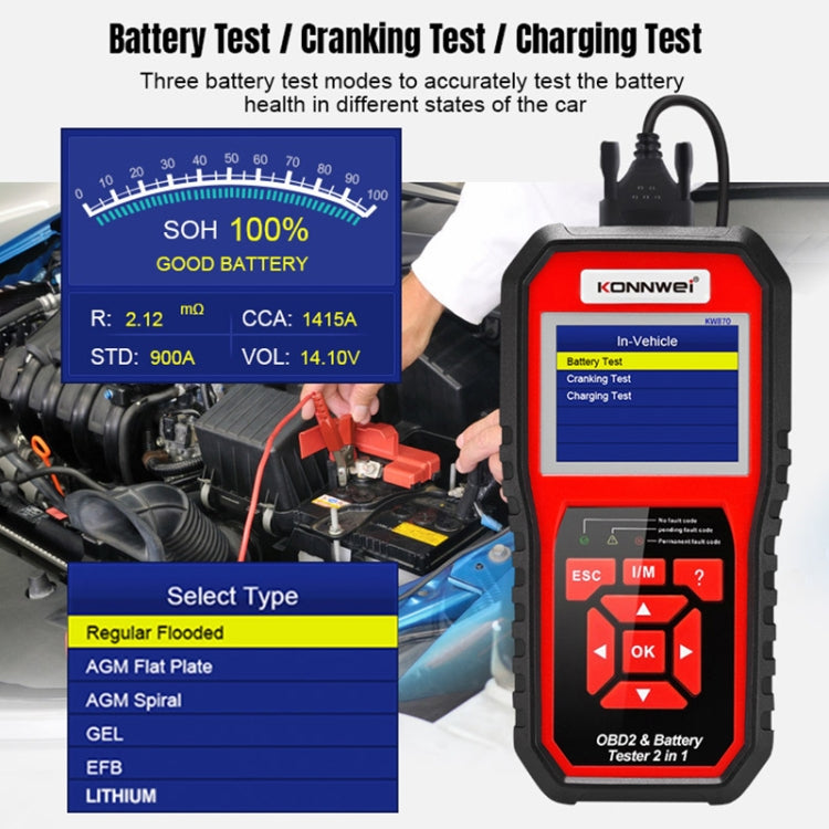 KONNWEI KW870 2 in 1 Car OBD2 Fault Diagnosis + Battery Tester ÎҵÄÉ̵ê