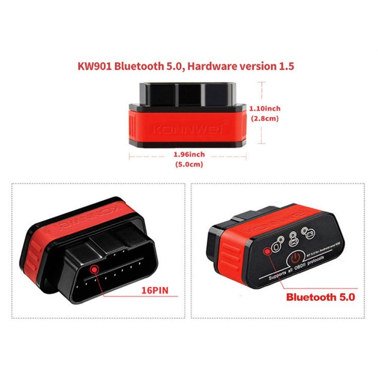 KONNWEI KW901 Android Phone OBD2 Car Bluetooth 5.0 Diagnostic Scan Tools