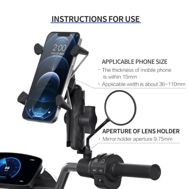 ZH-1558B1 Motorcycle Rear Mirror X-shape Aluminum Alloy Phone Holder ÎҵÄÉ̵ê