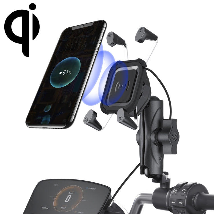 ZH-1558B2 Motorcycle Rear Mirror X-shape Aluminum Alloy Qi Wireless Charging Phone Holder ÎҵÄÉ̵ê