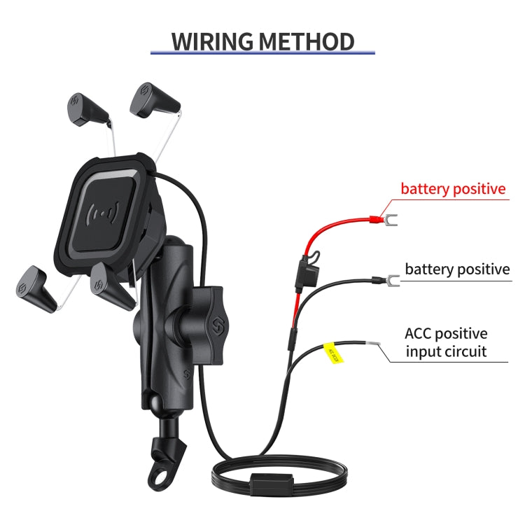 ZH-1558B2 Motorcycle Rear Mirror X-shape Aluminum Alloy Qi Wireless Charging Phone Holder ÎҵÄÉ̵ê