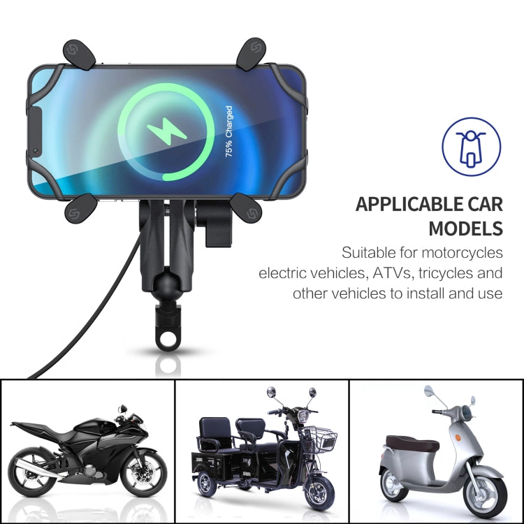 ZH-1558B2 Motorcycle Rear Mirror X-shape Aluminum Alloy Qi Wireless Charging Phone Holder ÎҵÄÉ̵ê