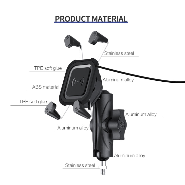 ZH-1558C2 Motorcycle M8 Ball Joint X-shape Aluminum Alloy Qi Wireless Charging Phone Holder ÎҵÄÉ̵ê