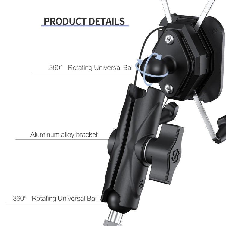 ZH-1558C2 Motorcycle M8 Ball Joint X-shape Aluminum Alloy Qi Wireless Charging Phone Holder