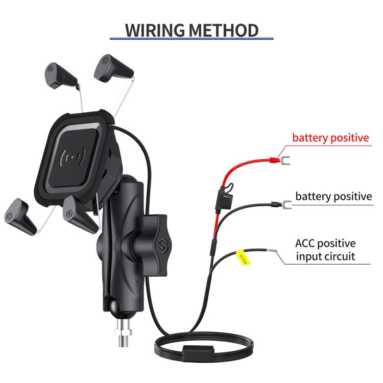 ZH-1558C2 Motorcycle M8 Ball Joint X-shape Aluminum Alloy Qi Wireless Charging Phone Holder ÎҵÄÉ̵ê