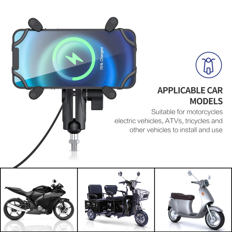 ZH-1558C2 Motorcycle M8 Ball Joint X-shape Aluminum Alloy Qi Wireless Charging Phone Holder ÎҵÄÉ̵ê