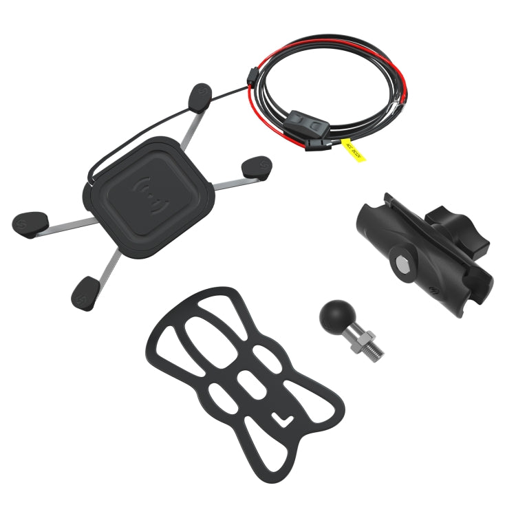 ZH-1558D2 Motorcycle M10 Ball Joint X-shape Aluminum Alloy Qi Wireless Charging Phone Holder