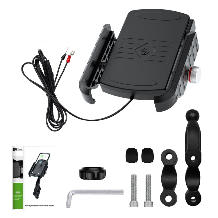 ZH-19414A1 Motorcycle Handlebar Qi USB Wireless Charging Phone Holder