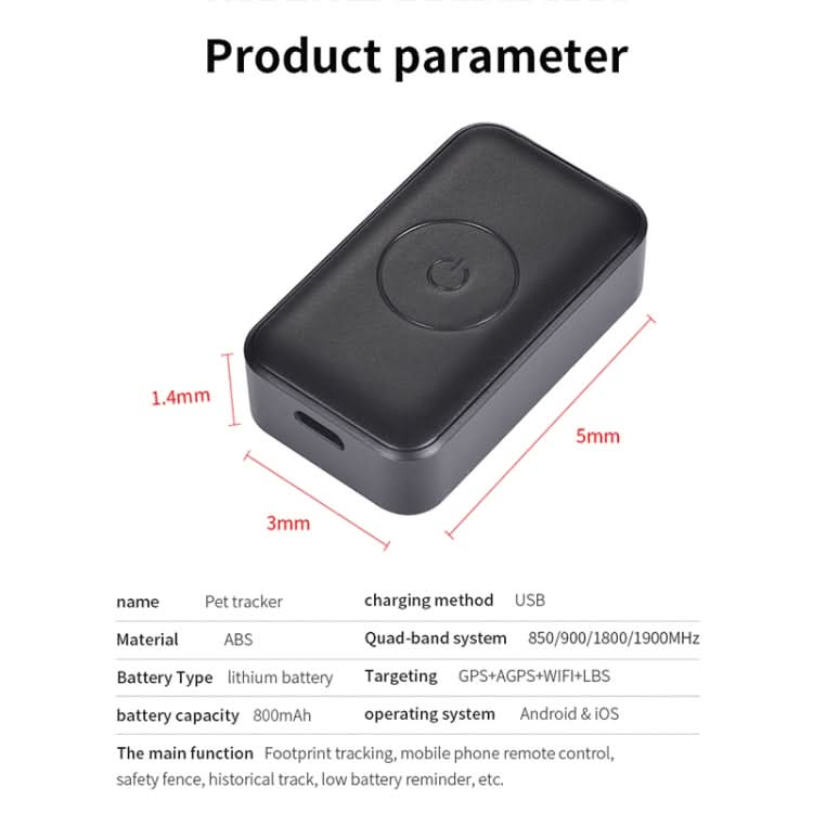 P03 2G Waterproof Pet GPS Tracker GPS+AGPS+WiFi+LBS Locator.