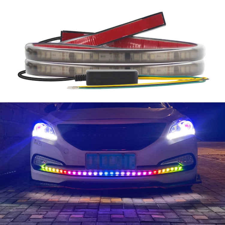 Z08-80CM 80cm DC12V-24V Car Front Grille LED RGB Daytime Running Lights Strip Colorful Lamp