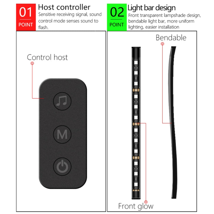 Y12 USB Car Colorful RGB Foot LED Atmosphere Light