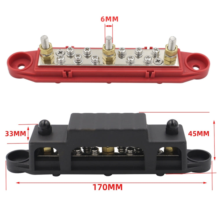 1 Pair 48V 150A M6 Power Distribution Terminal Block Battery Bus Bar Set with Terminal Block