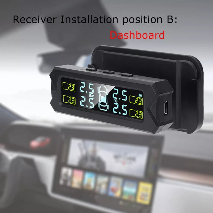 Car High Precision Solar Charging Tire Pressure Monitoring System TPMS, Built-in Beep Sensor