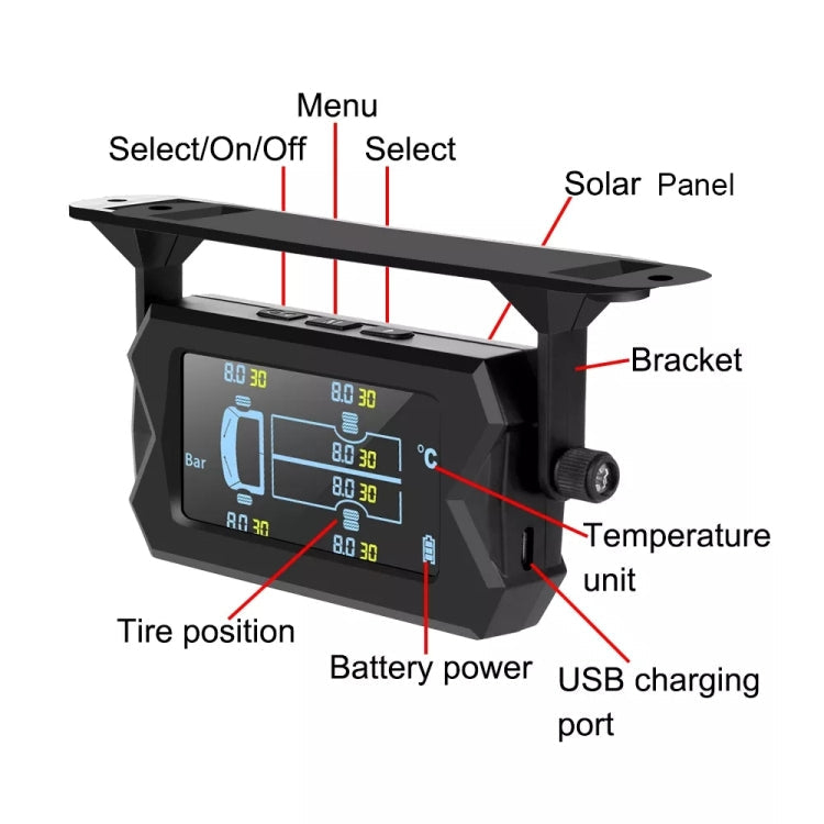 8 Bar Solar Wireless Tire Pressure Monitoring System TPMS 6 External Sensors for 6-wheel Truck Bus ÎҵÄÉ̵ê