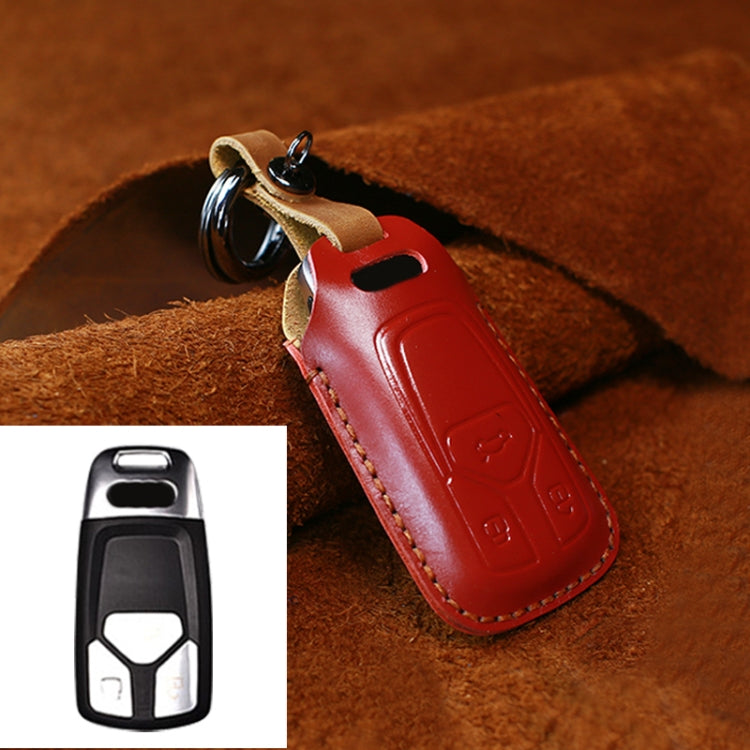 For Audi Series Car Cowhide Leather Key Protective Cover Key Case, A Version 2016-2017