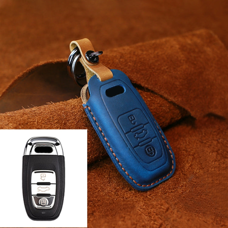 For Audi Series Car Cowhide Leather Key Protective Cover Key Case, B Version 2011-2018